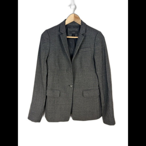 J.CREW Jackets & Blazers - J. Crew Gray Wool Blend Blazer Women’s 2 Tall One Button Jacket Preppy Classic